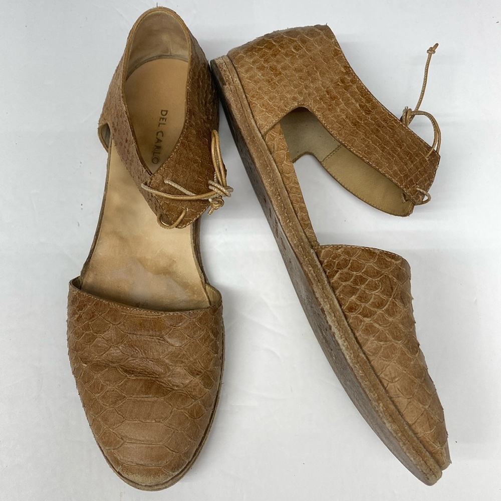 Del Carlo Tan Textured Leather Sandals EU size 38.5